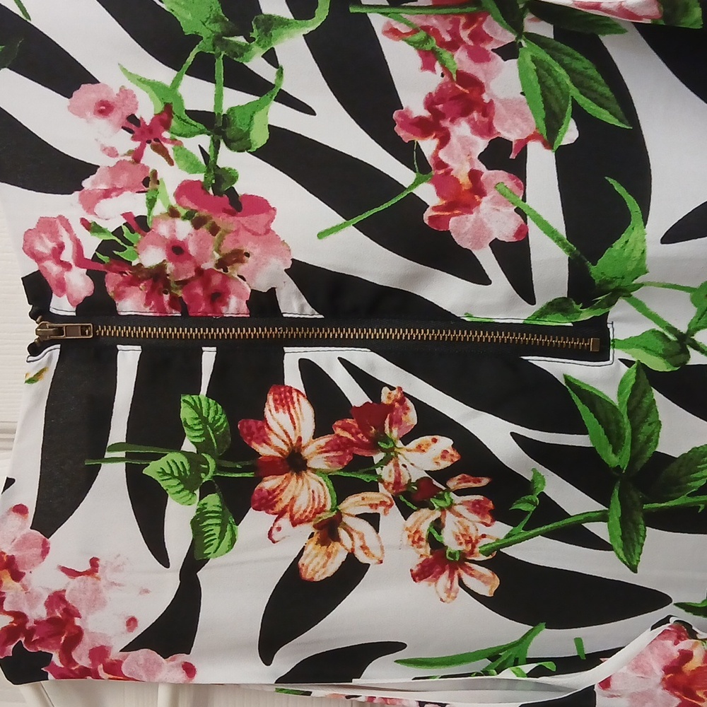 Zac & Rachel White Black Tropical PrintSleeveless Tank Top Size L NWOT - Picture 7 of 9